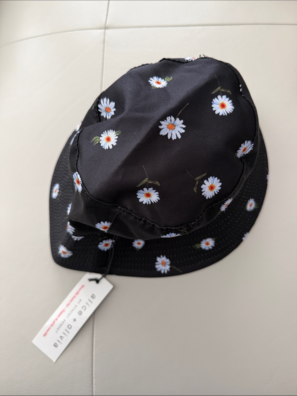 Alice + Olivia Black Reversible Daisy Bucket Hat